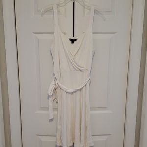 White faux-wrap white dress